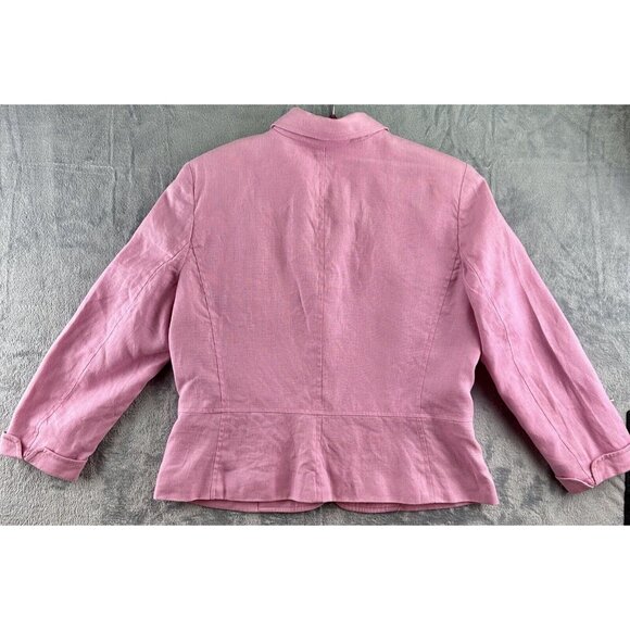 Chaps 100% Linen Blazer Jacket Women’s Size Petite Large Pink - Picture 2 of 16